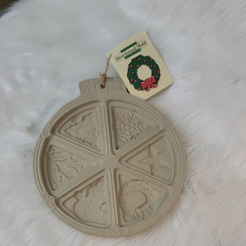 SASSAFRAS Superstone Farmhouse Holiday Christmas Shortbread Cookie Mold VTG‎
